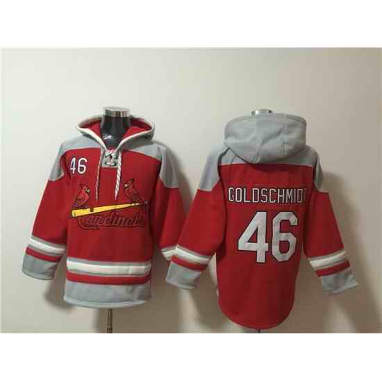 Men St Louis Cardinals 46 Paul Goldschmidt Ageless Must Have Lace Up Pullover Hoodie